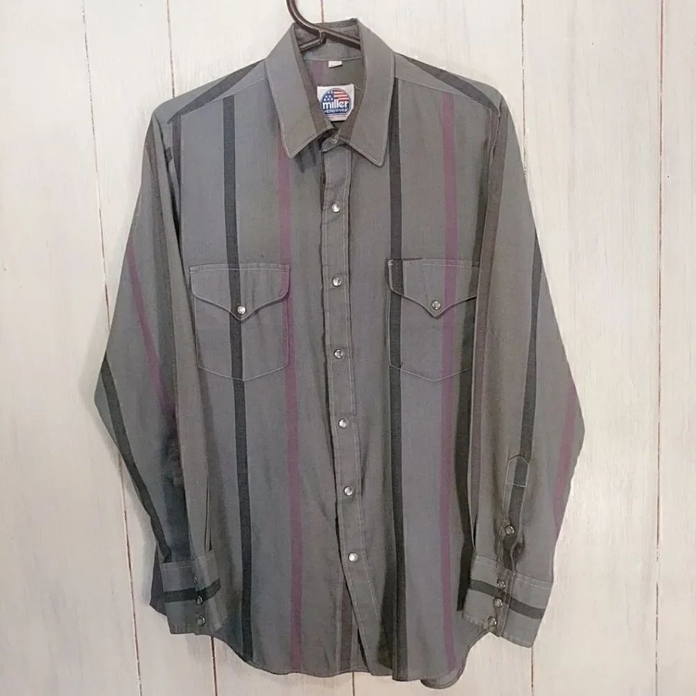 Miller Westernwear Pearl Snap Button Up Size 15.5